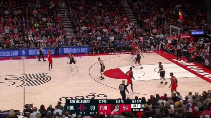 Damian Lillard deep shot with basketball shot form
